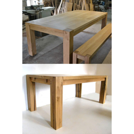 ChunKy Oak : Bàn Ăn Gổ Sồi - Chân Trụ - W1m2 ChunKy Oak : Bàn Ăn Gổ Sồi - Chân Trụ - W1m2